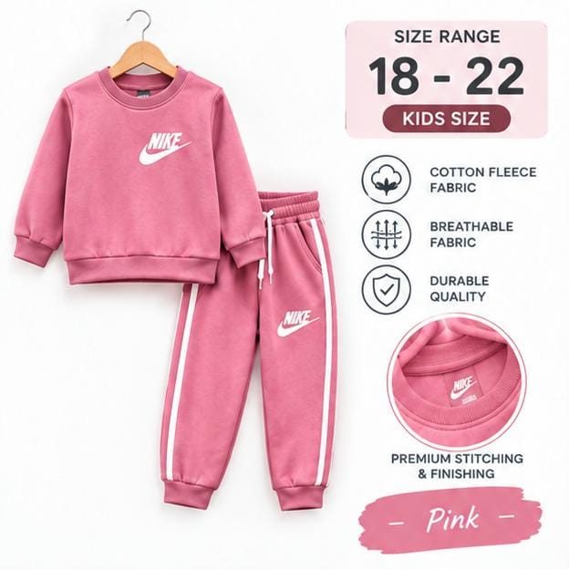 Girls Kids Premium Cotton Fleece Tracksuit | Warm & Comfortable Winter Wear | Sizes 18–22