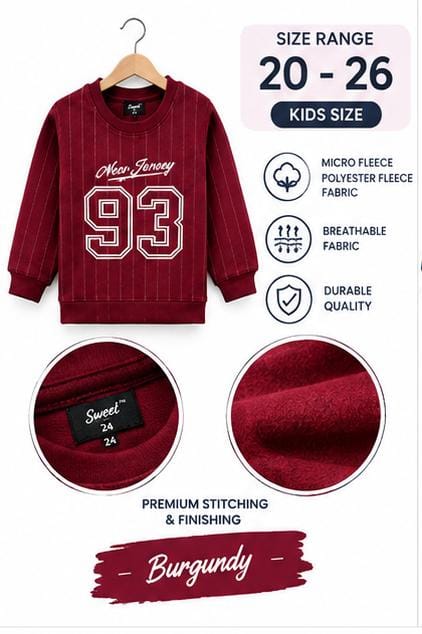 Kids Premium Micro Fleece Sweatshirt | Warm, Soft & Stylish Winter Wear | Sizes 20–26