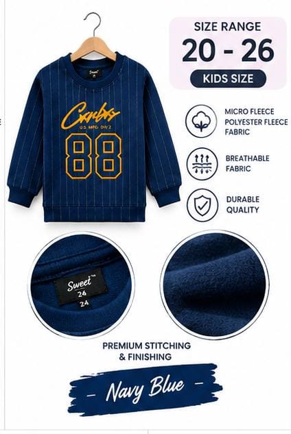 Kids Premium Micro Fleece Sweatshirt | Warm, Soft & Stylish Winter Wear | Sizes 20–26