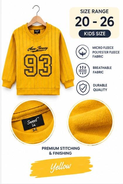 Kids Premium Micro Fleece Sweatshirt | Warm, Soft & Stylish Winter Wear | Sizes 20–26