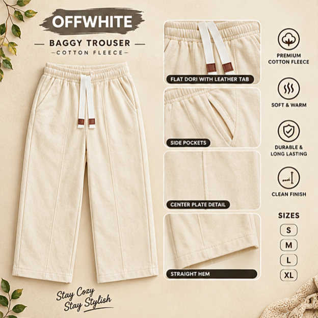 Shahmeer Aura Premium Cotton Fleece Baggy Trouser 300+GSM